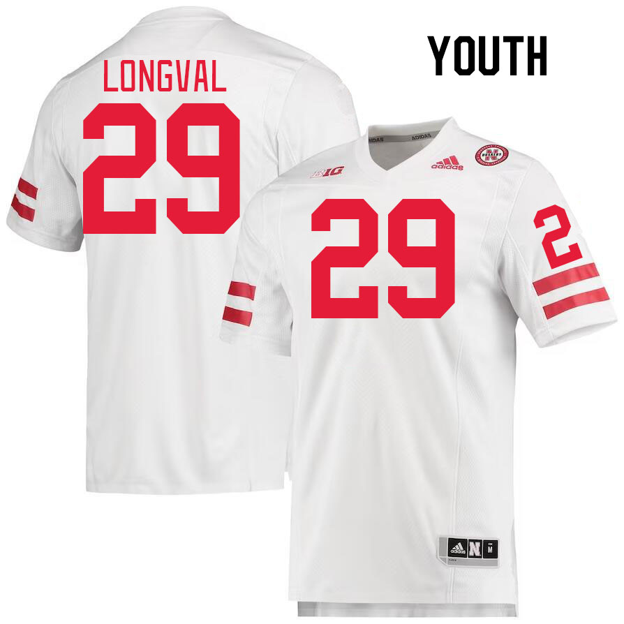 Youth #29 Luke Longval Nebraska Cornhuskers College Football Jerseys Stitched Sale-White